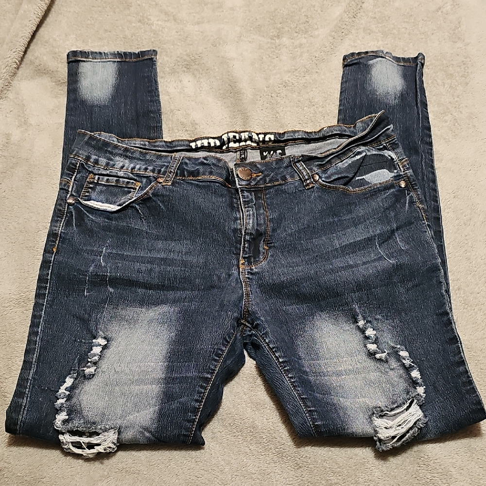 VIP‎ Midnight Blue Ripped Skinny Jeans